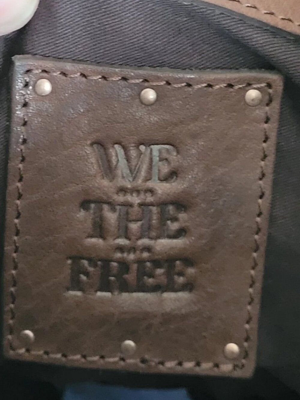 Free People Brown Distressed Leather Studded Satchel Crossbody Bag Boho Shoulder - Picture 7 of 10